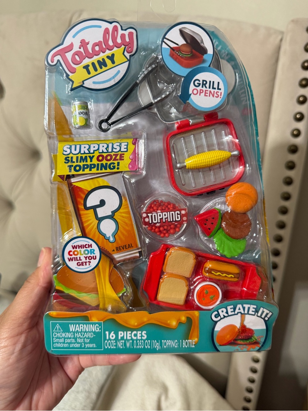 TOTALLY TINY Mini BBQ Kids Grill Playset - Red & Silver Mini BBQ Toy